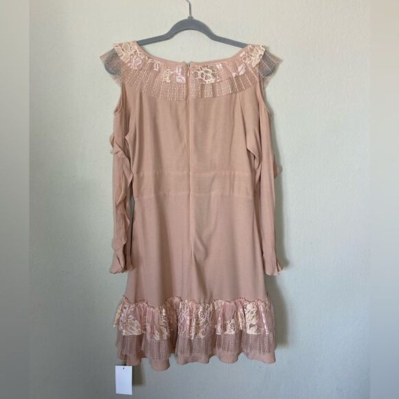 NWT For Love and Lemons Claire Mini Pink Dress Pleated Nude Blush Size L - Picture 9 of 12